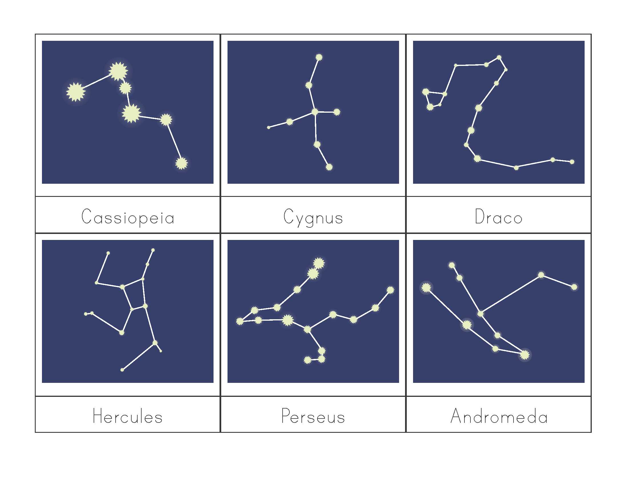 free printable constellation cards