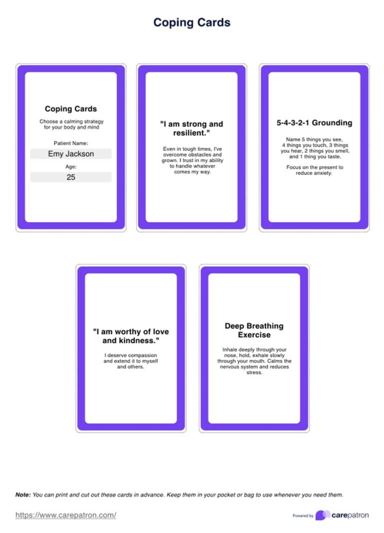 Coping Cards U0026 Example Free PDF Download
