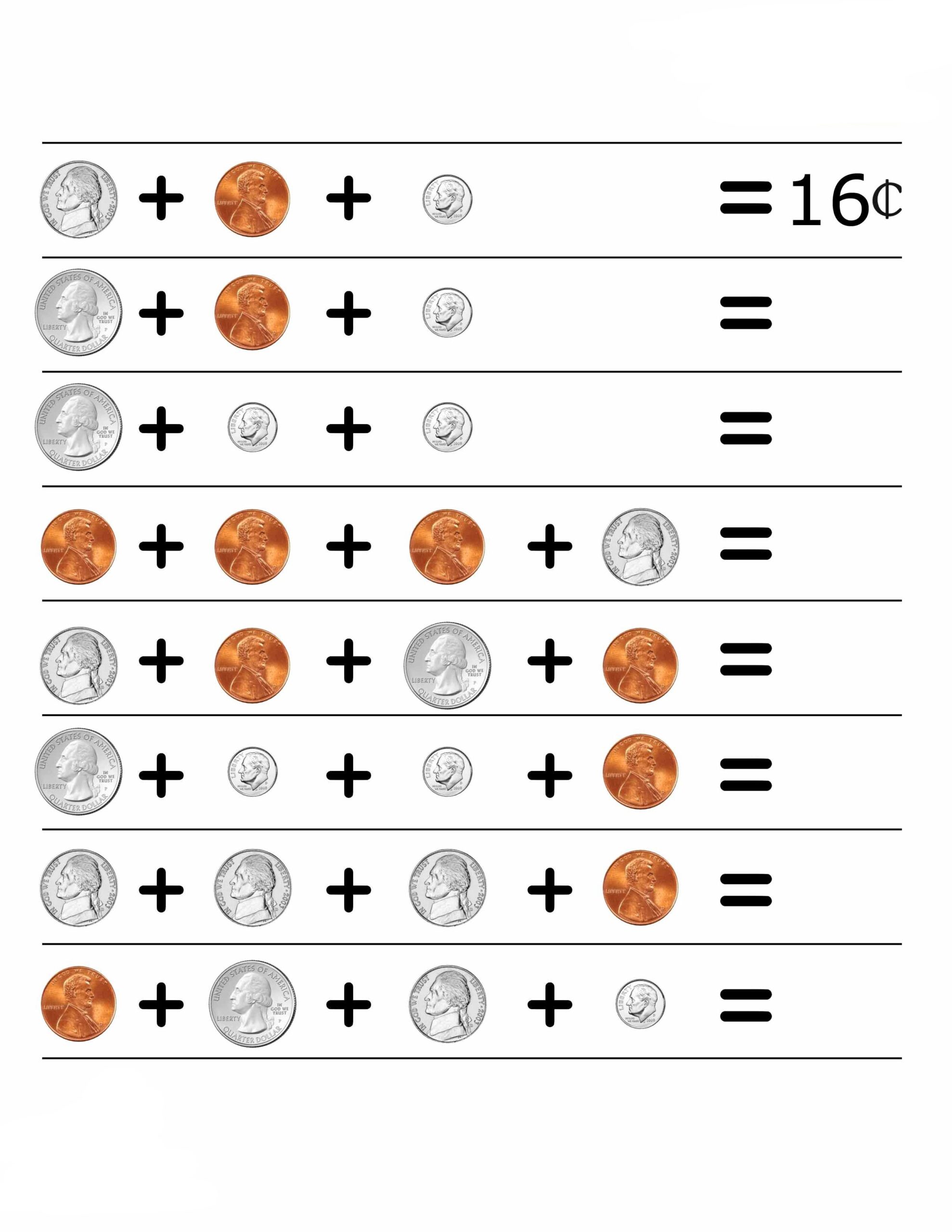 free printable coin worksheets