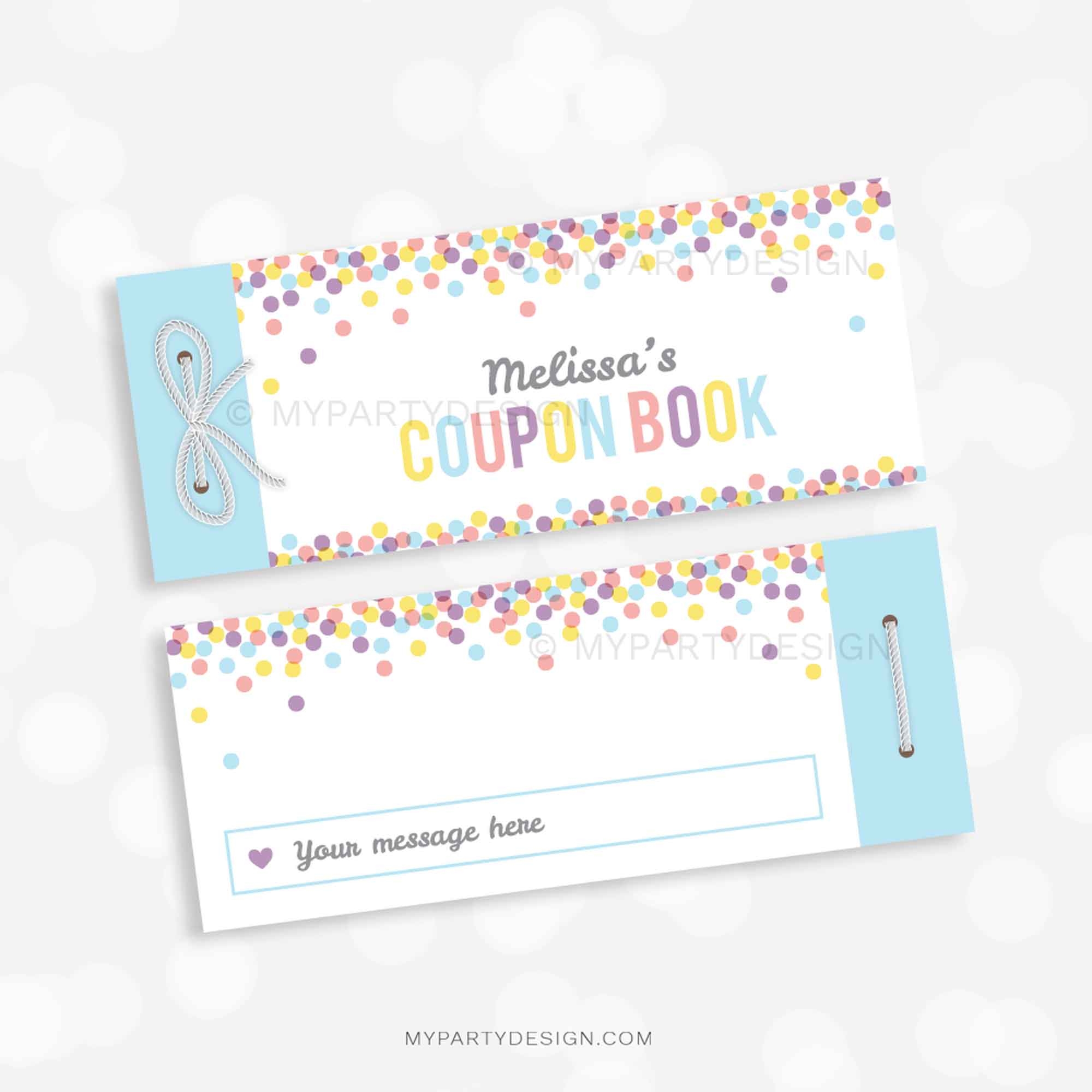 Coupon Book Confetti Theme Printable
