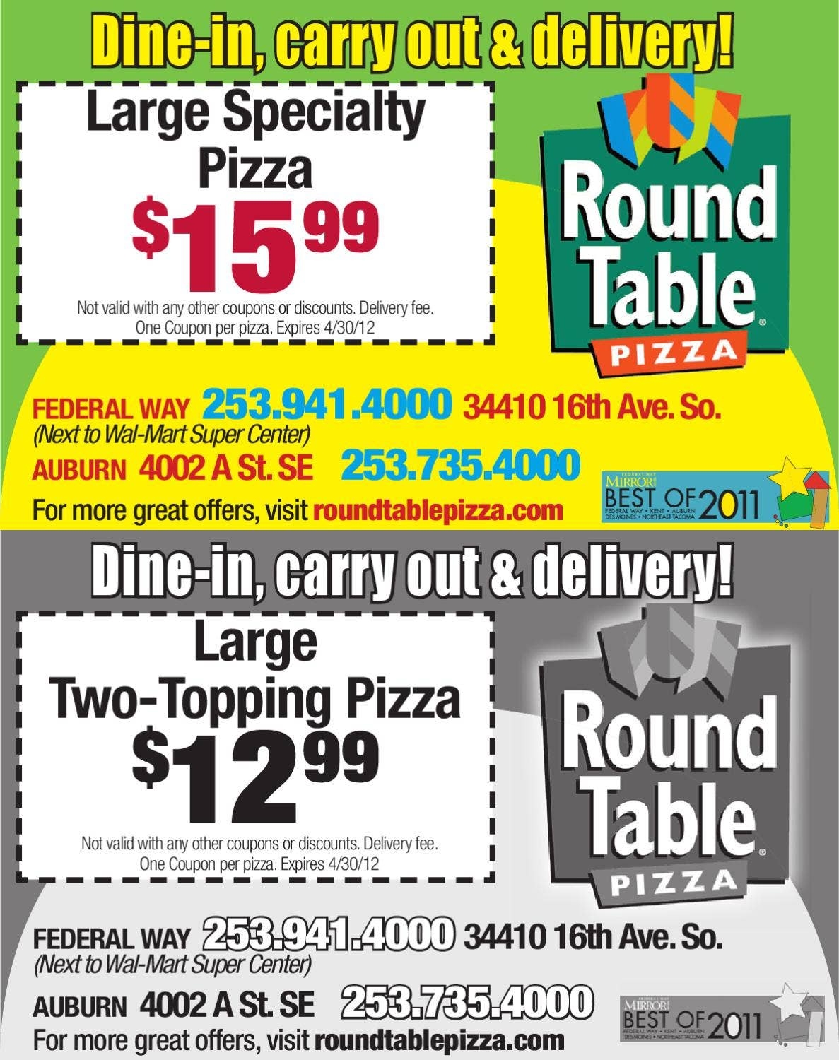 Coupons Round Table Pizza By Sound Publishing Issuu