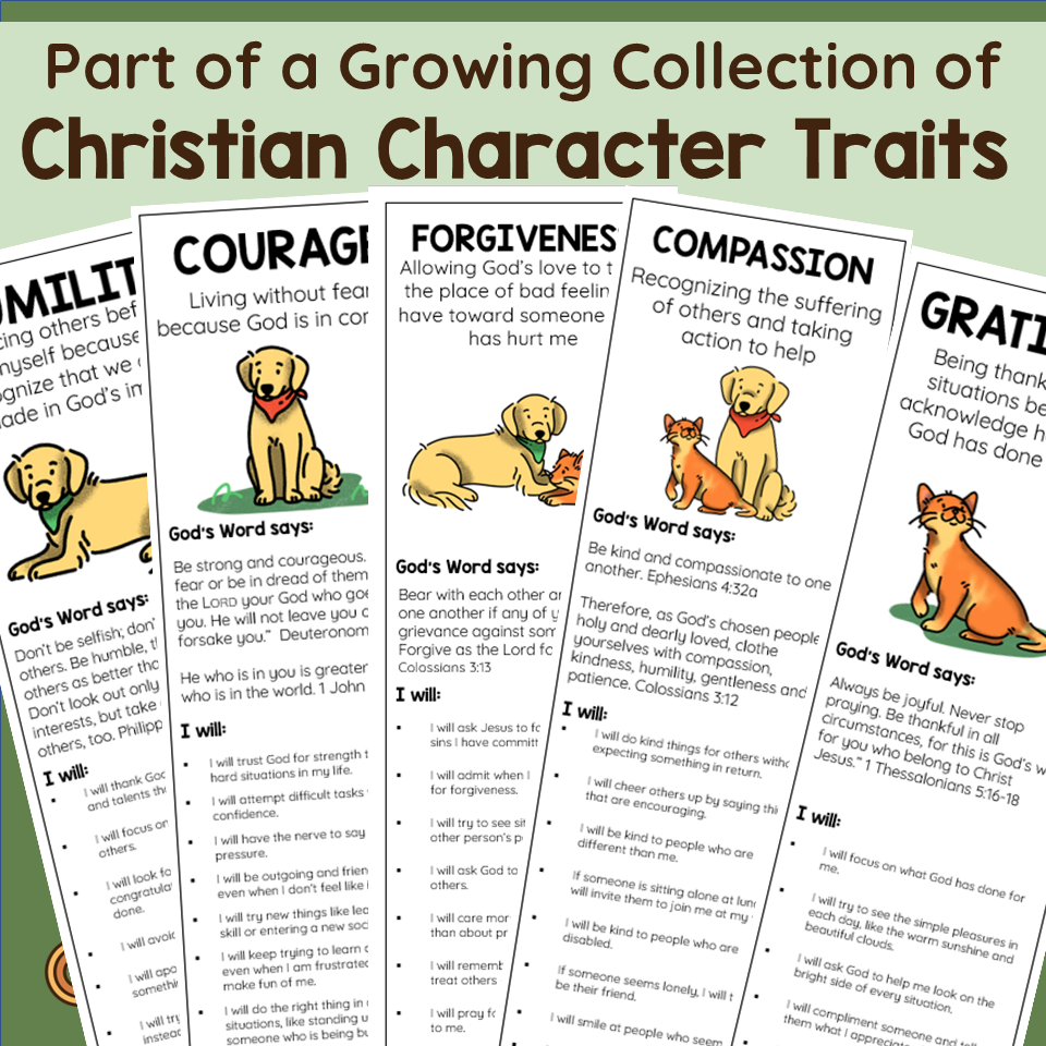 Courage Christian Character Trait Packet No Prep Classful
