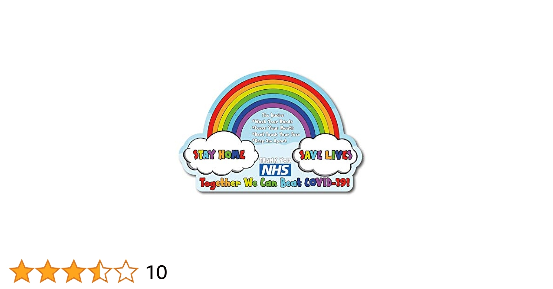 COVID 19 Rainbow Thank You NHS Support Self Adhesive Signage Sticker Covid19 Corona Virus Isolate