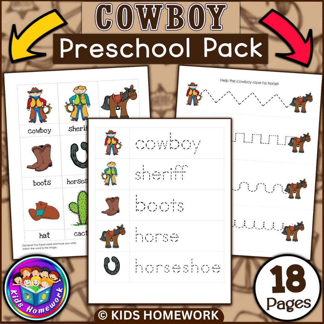Cowboy Preschool Pack Cowboy Theme Literacy Worksheets For 