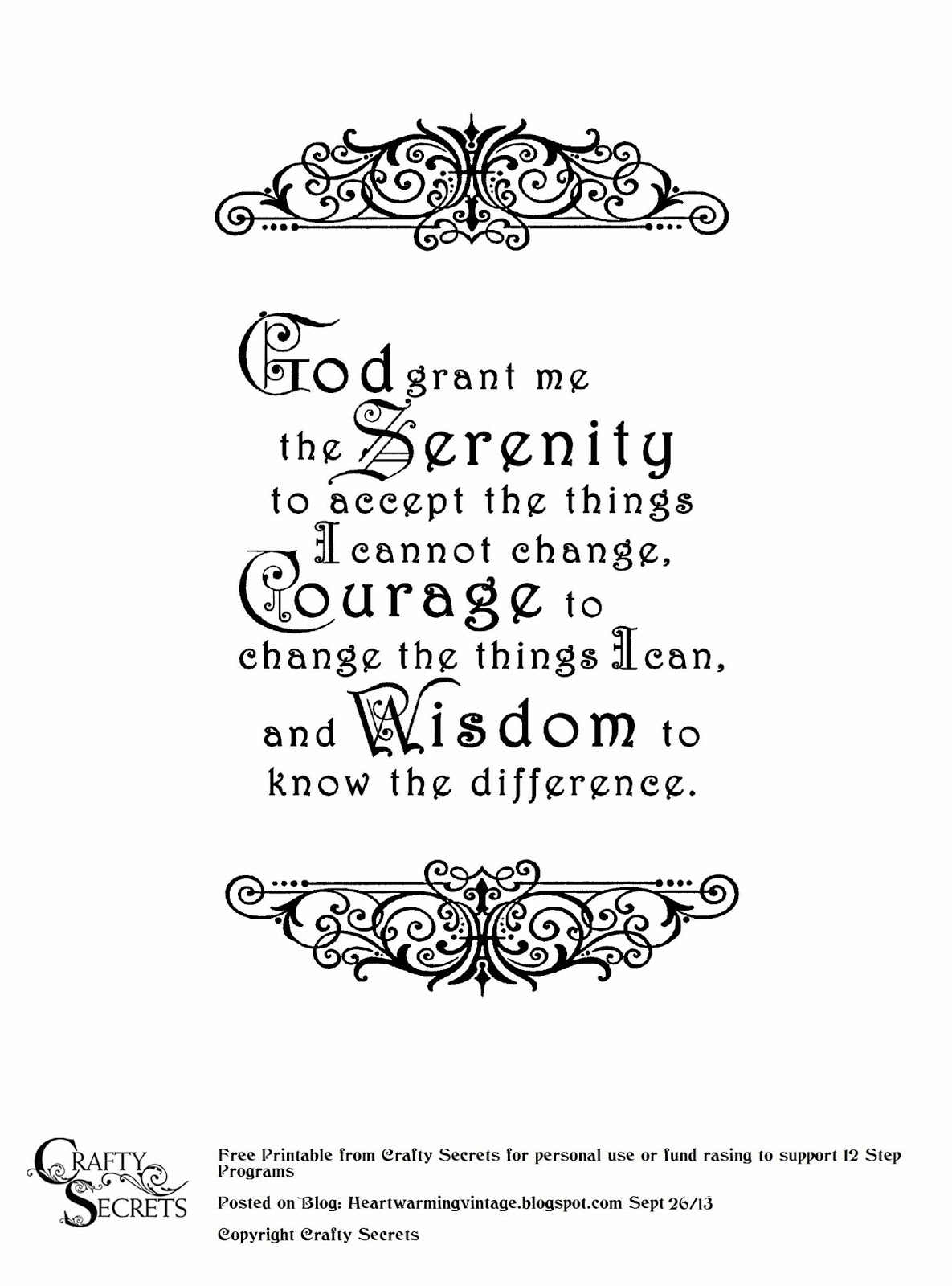 serenity prayer long version printable