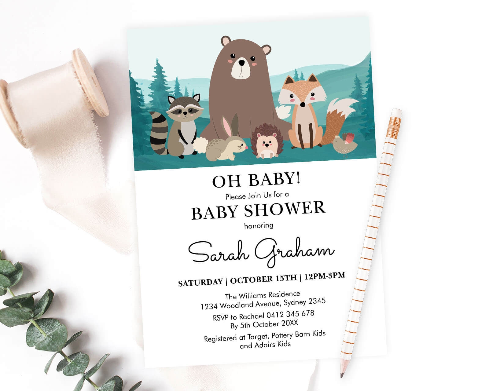 Create Enchanting Woodland Baby Shower Invitations Free Editable Create Enchanting Woodland Baby Shower Invitations Free Editable