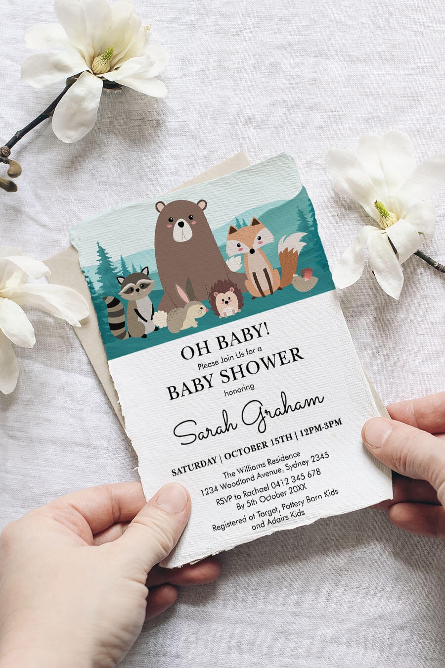 Create Enchanting Woodland Baby Shower Invitations Free Editable Create Enchanting Woodland Baby Shower Invitations Free Editable