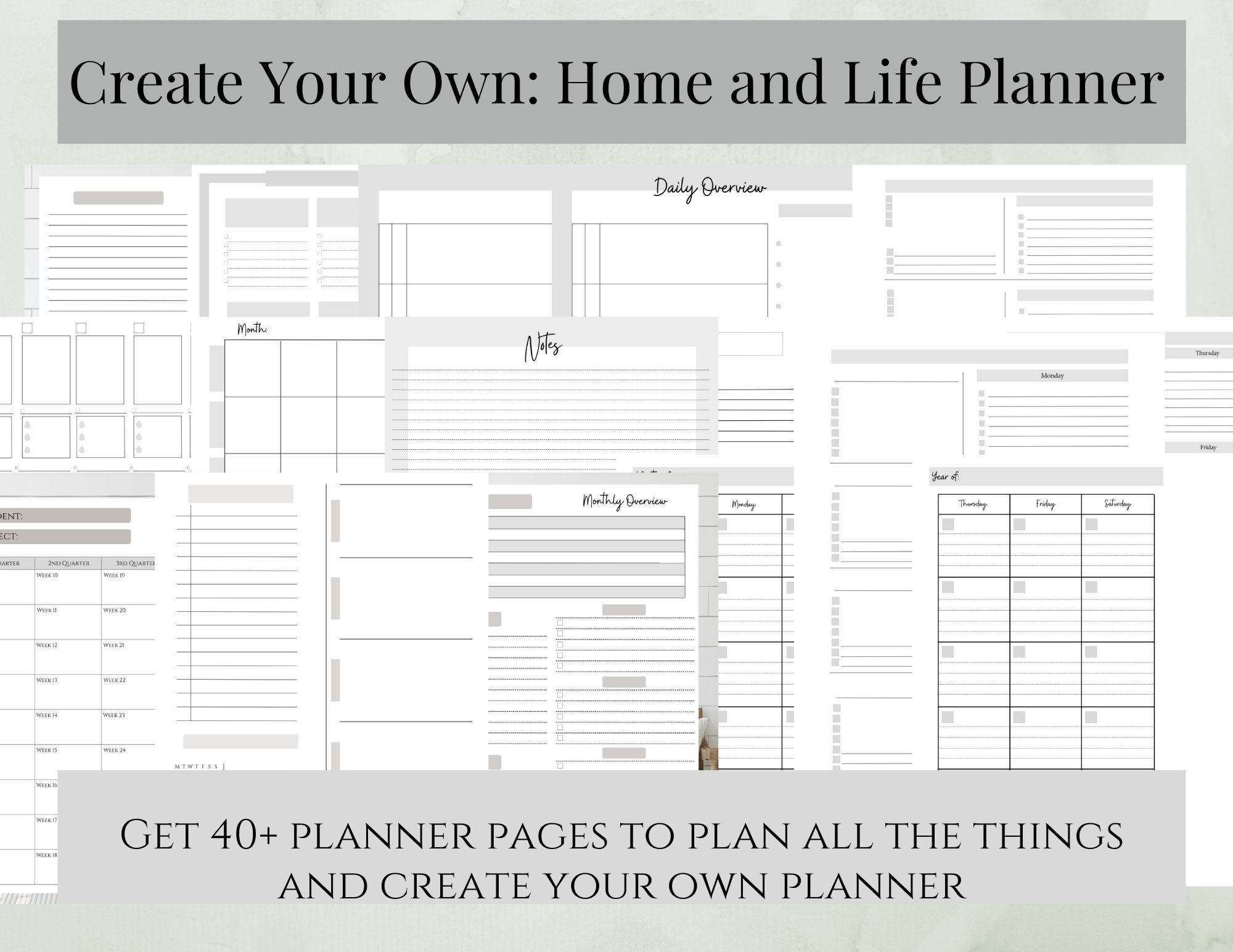 Create Your Own Planner All The Pages To Create Your Own Planner 