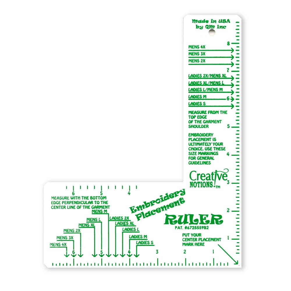 Creative Notions Embroidery Placement Ruler Adult Garments