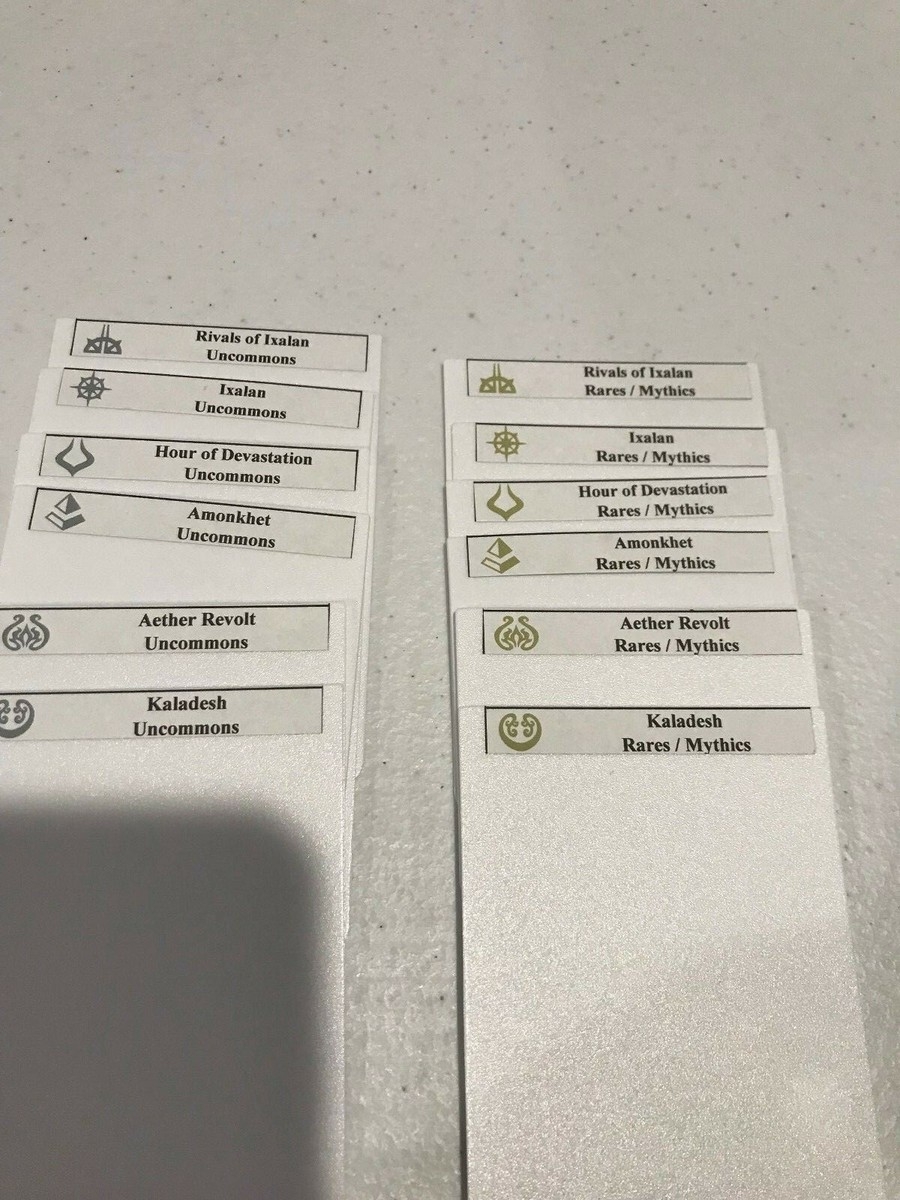 CUSTOM MAGIC THE GATHERING LABELS CARD DIVIDERS FOR ANY SET COLORED SYMBOLS CUSTOM MAGIC THE GATHERING LABELS CARD DIVIDERS FOR ANY SET COLORED SYMBOLS