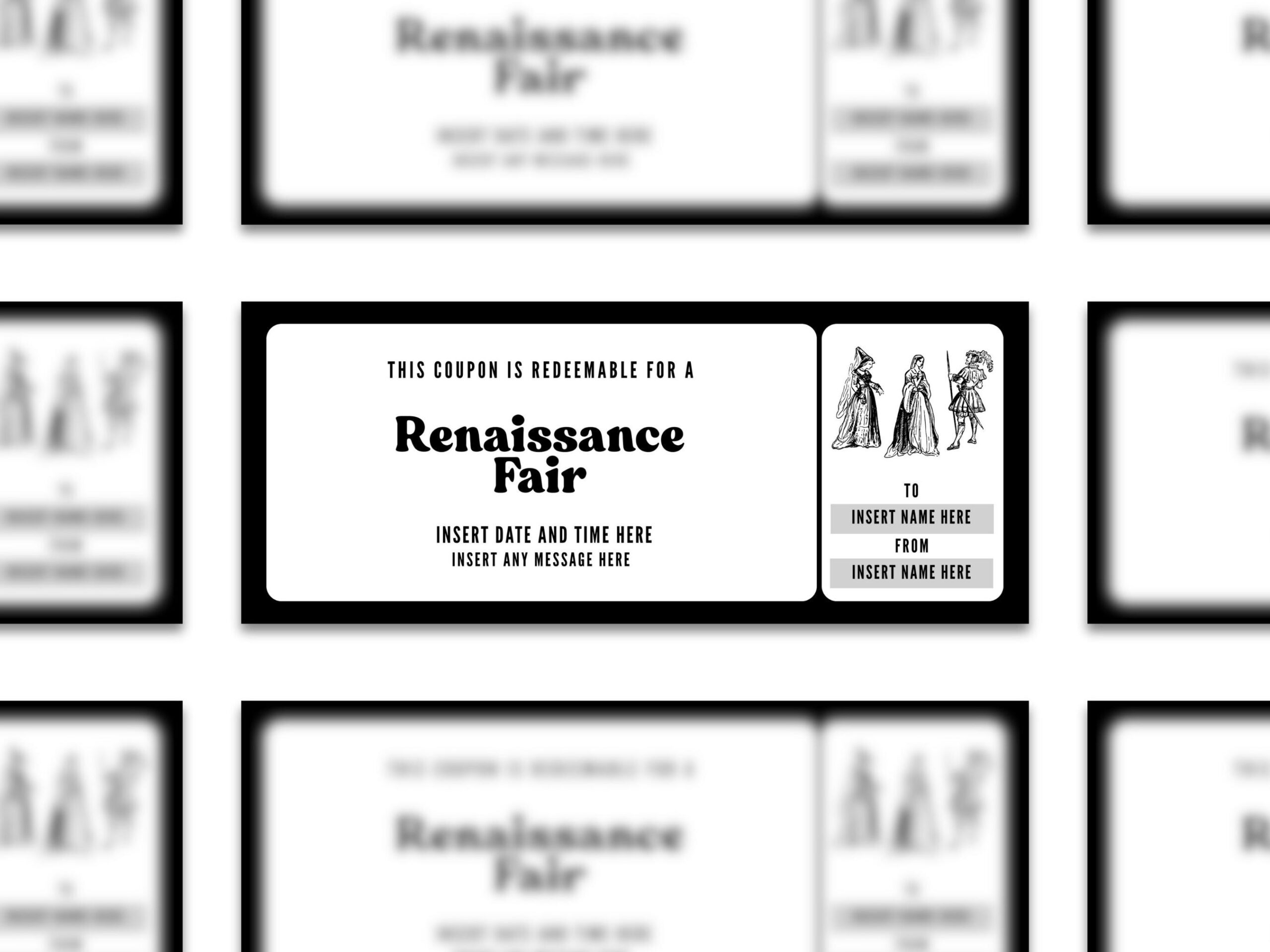 Custom Renaissance Fair Ticket Template Editable Ren Fair Coupon Printable Medieval Fair Invitation PDF Etsy