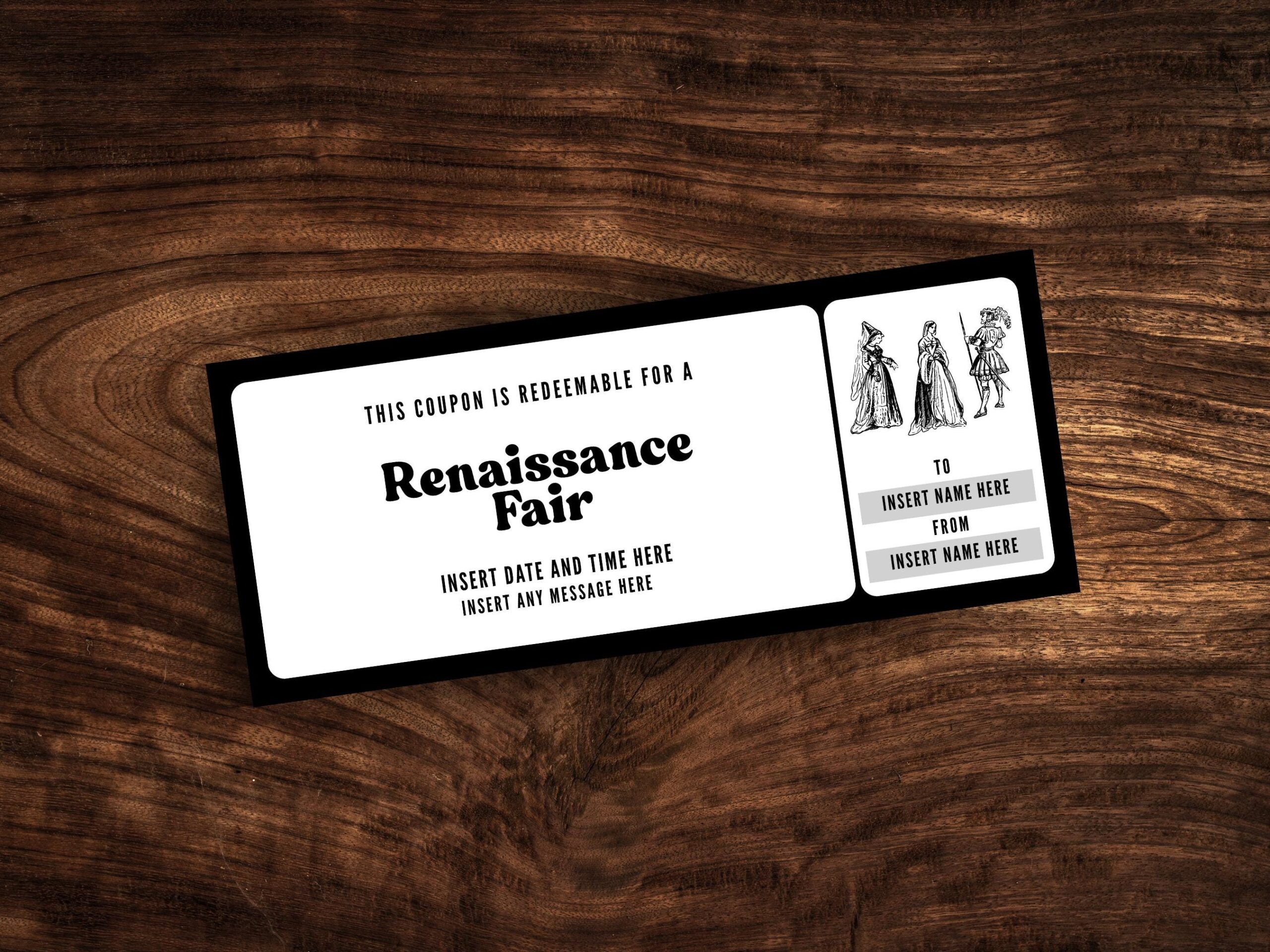 Custom Renaissance Fair Ticket Template Editable Ren Fair Coupon Printable Medieval Fair Invitation PDF Etsy