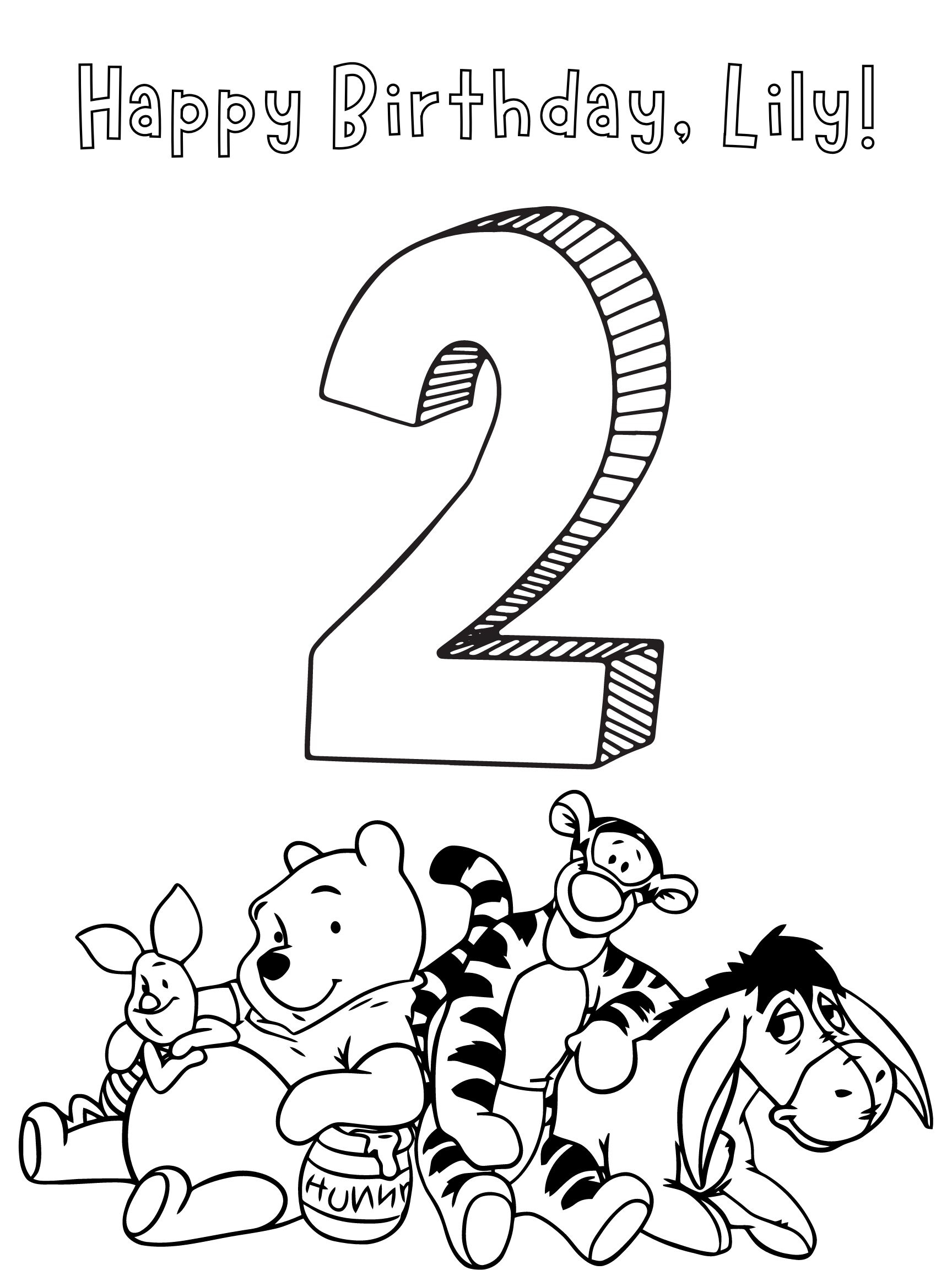 Customizable Winnie The Pooh Second Birthday Coloring And 