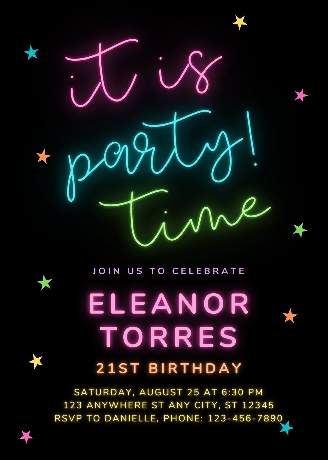 Customize 178 Neon Party Invitations Templates Online Canva