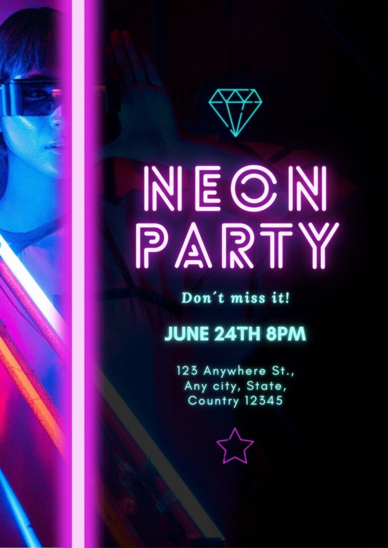 Customize 178 Neon Party Invitations Templates Online Canva