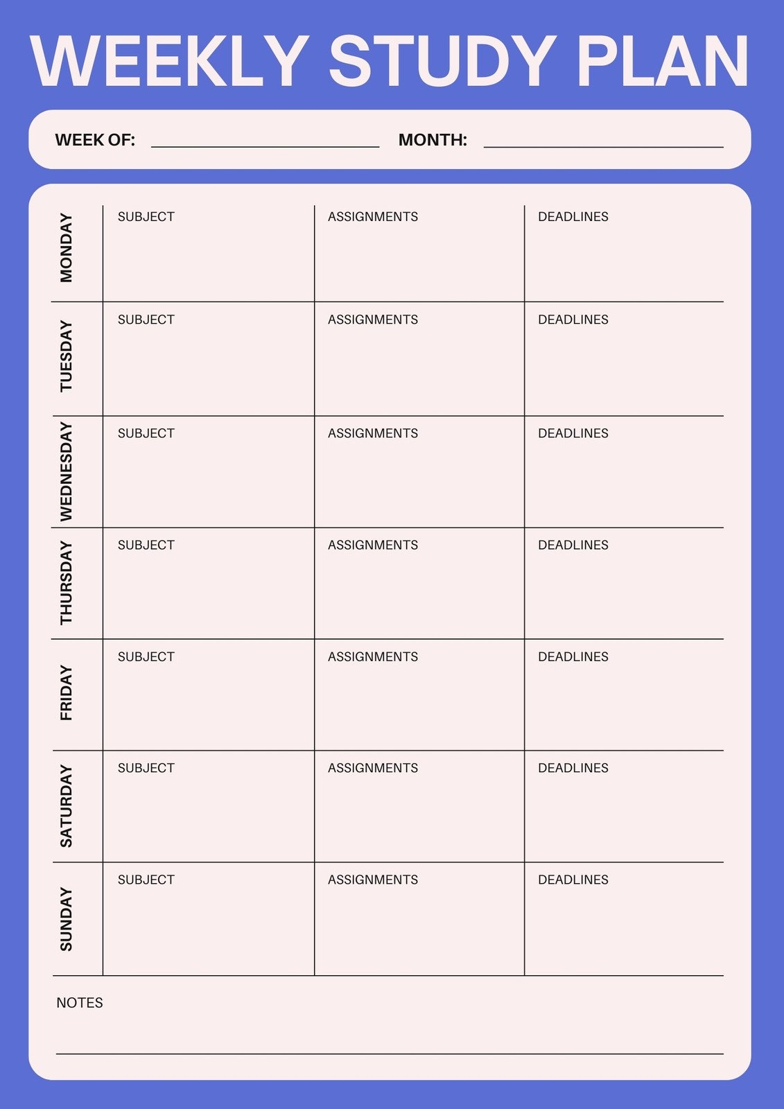 printable planner pages for students