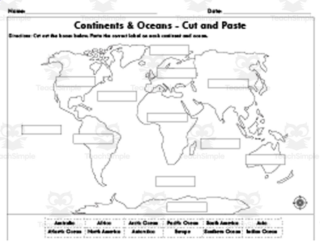 Cut And Paste Continents And Oceans World Map Cut And Paste Continents And Oceans World Map