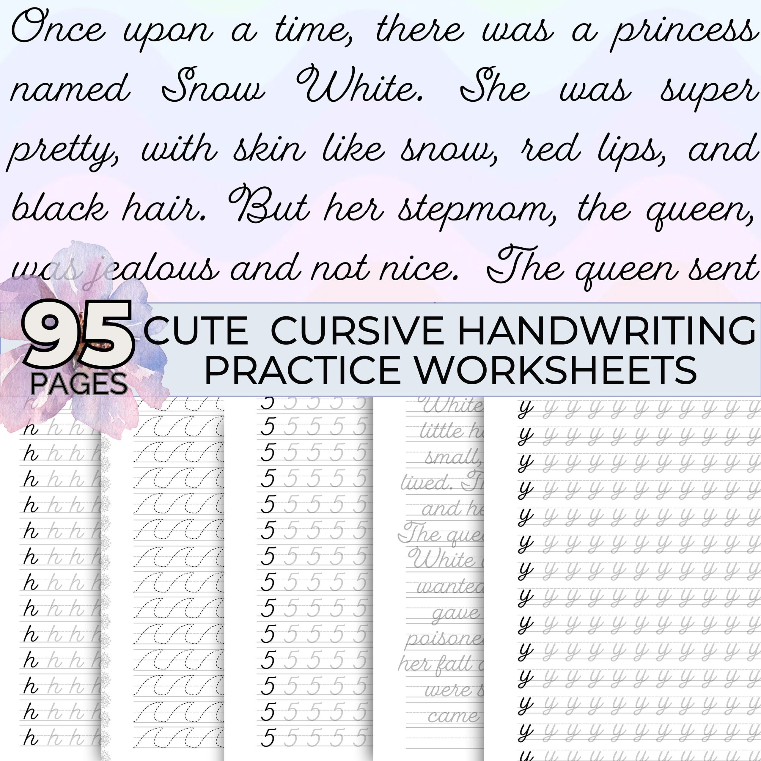 Cute Cursive Handwriting Practice Worksheets Printable Tracing 