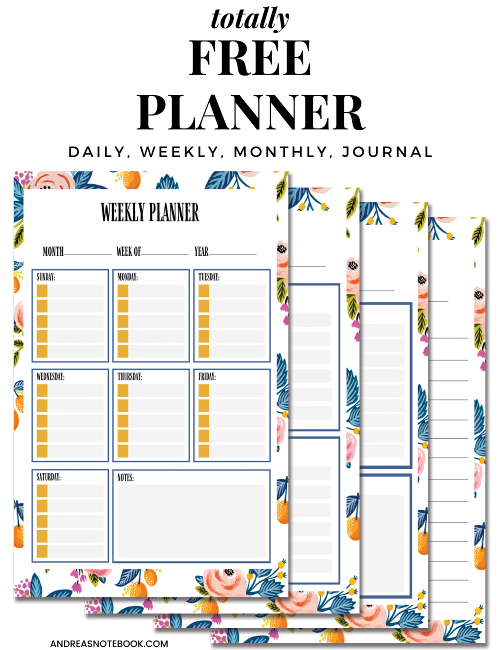 Cute Free Printable Planner Daily Weekly Monthly Andrea s 