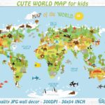 Cute Printable WORLD MAP For Kids Gender Neutral Room Art