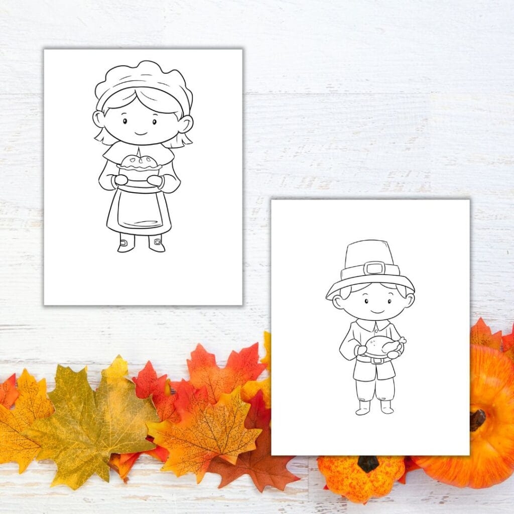 printable pilgrim boy and girl