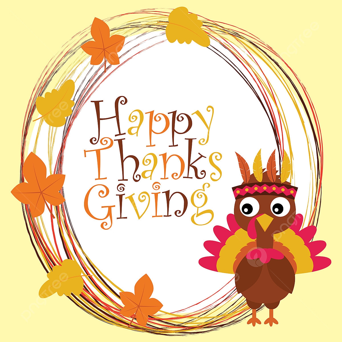 Cute Turkey And Happy Thanksgiving Text Cartoon Illustration For Happy Thanksgiving Card Design Thanks Tag And Printable Wallpaper Art Cartoon Character PNG And Vector With Transparent Background For Free Download