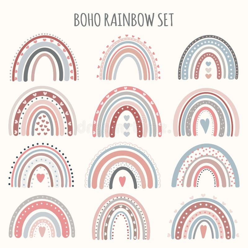 Cute Vector Pastel Rainbow Set On White Background Printable Poster For Kids Stock Vector Illustration Of Poster Vector 225362182