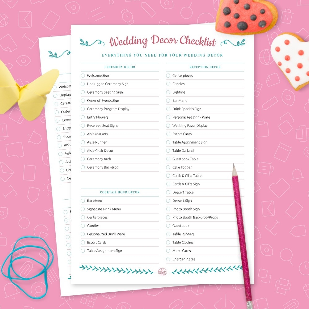 Cute Wedding Decorations Checklist