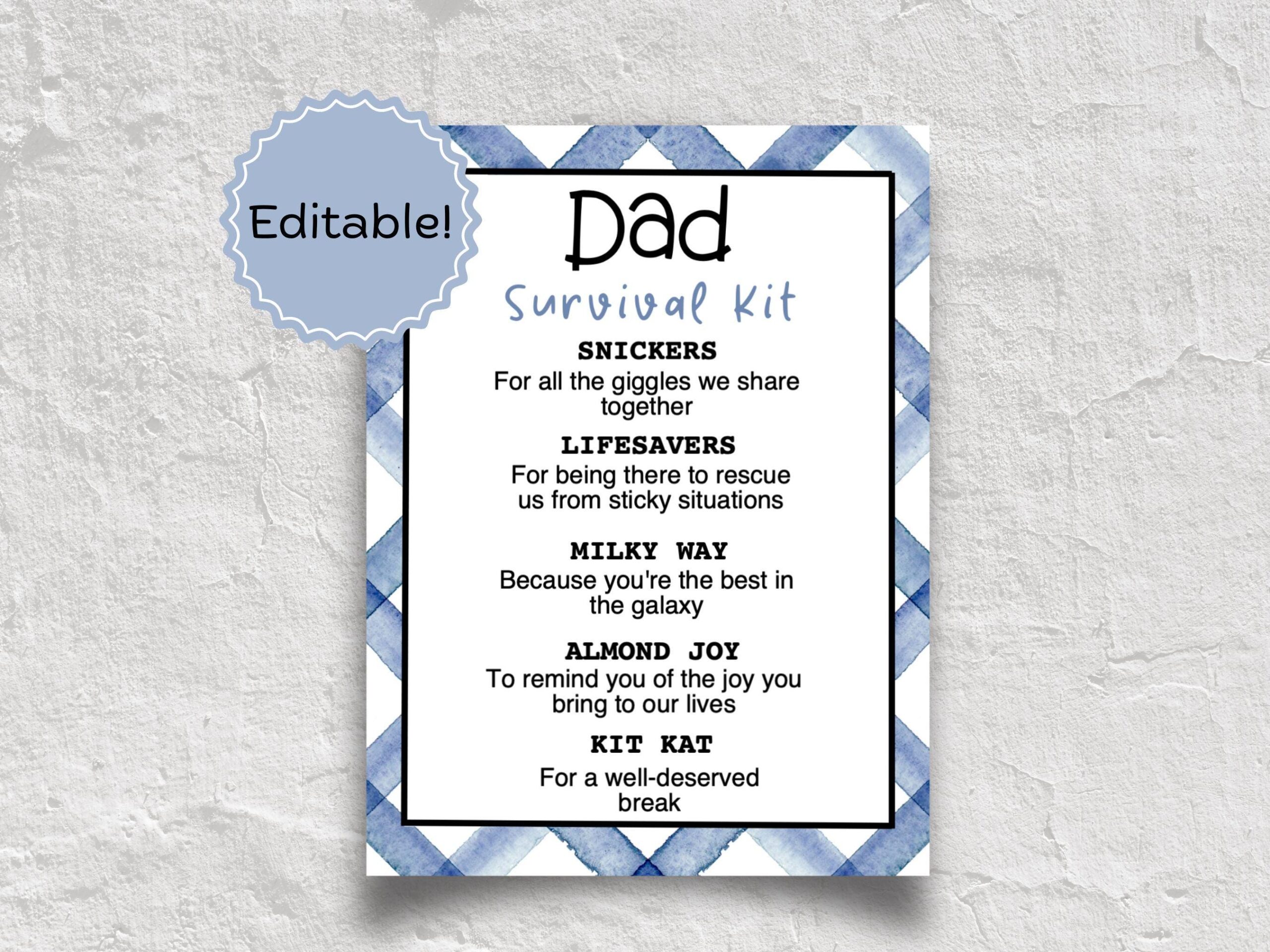 Dad Survival Kit Gift Tag Editable Printable Survival Kit Father Day Gift Tag From Kid Gift For Father Day Gift Basket Customized Father Day Etsy