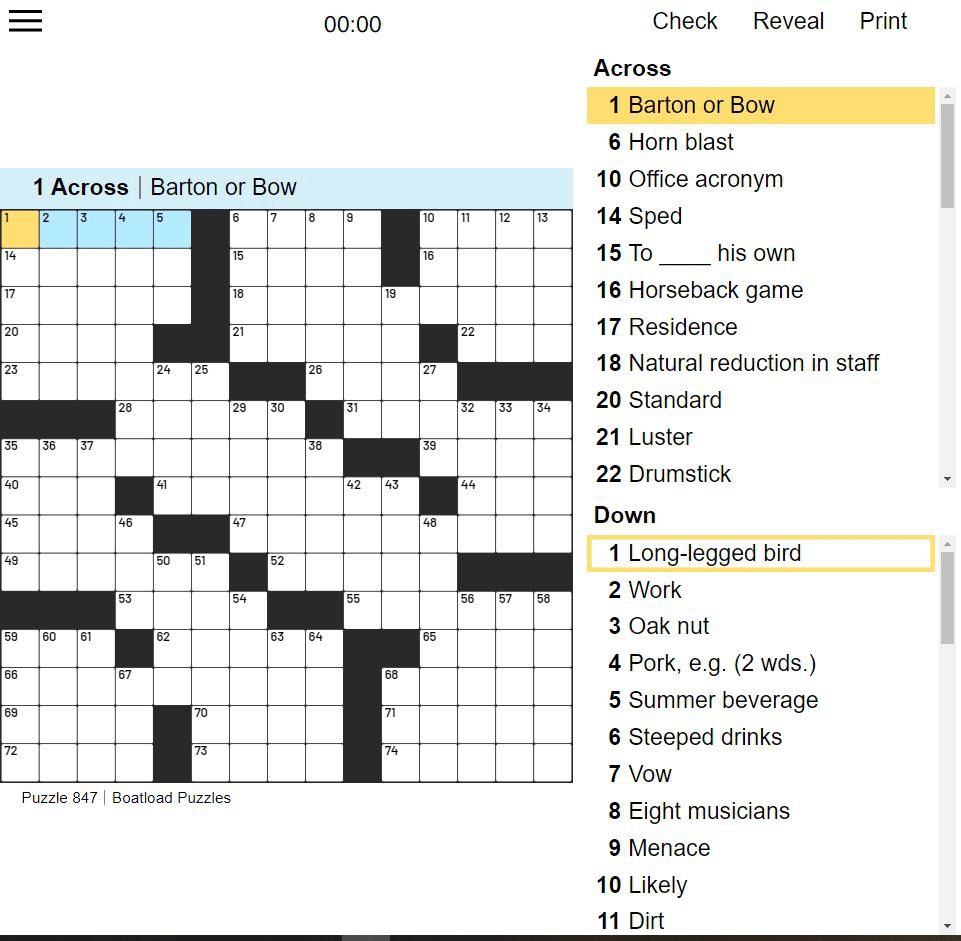 free daily crossword printable