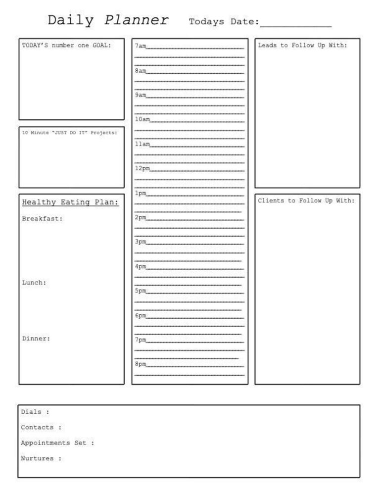 Daily Planner Printable Page For Real Estate Agents Etsy