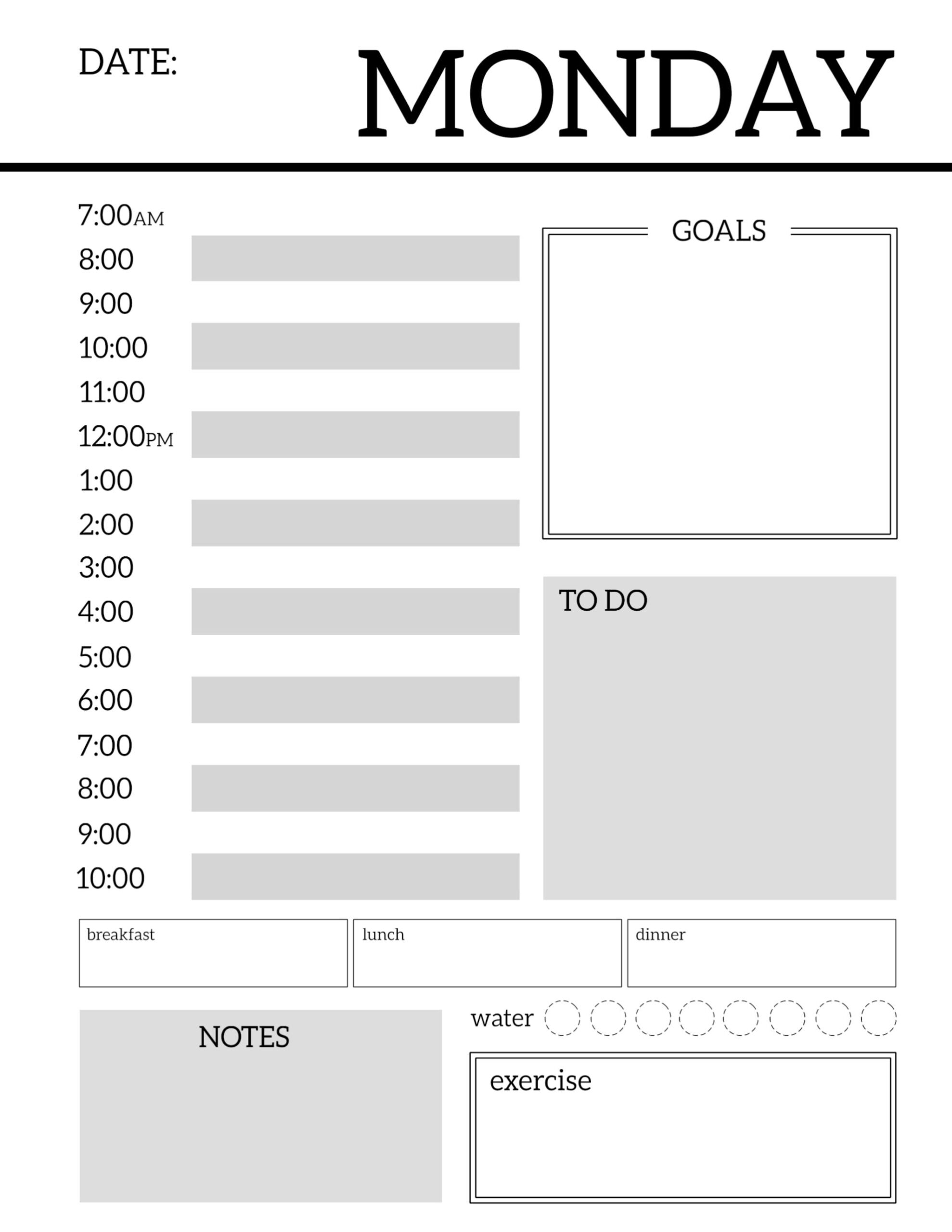 Daily Planner Printable Template Sheets Paper Trail Design Worksheets Library