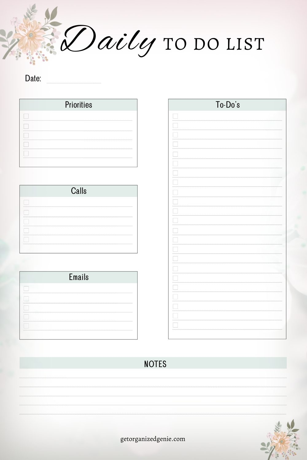 free daily to do list printable