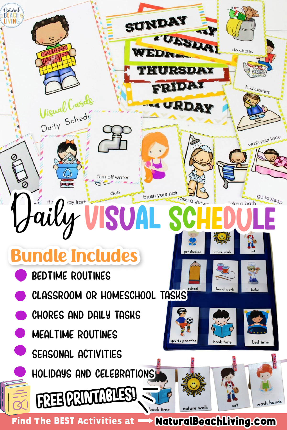 Daily Visual Schedule For Kids Free Printable Natural Beach Living Daily Visual Schedule For Kids Free Printable Natural Beach Living