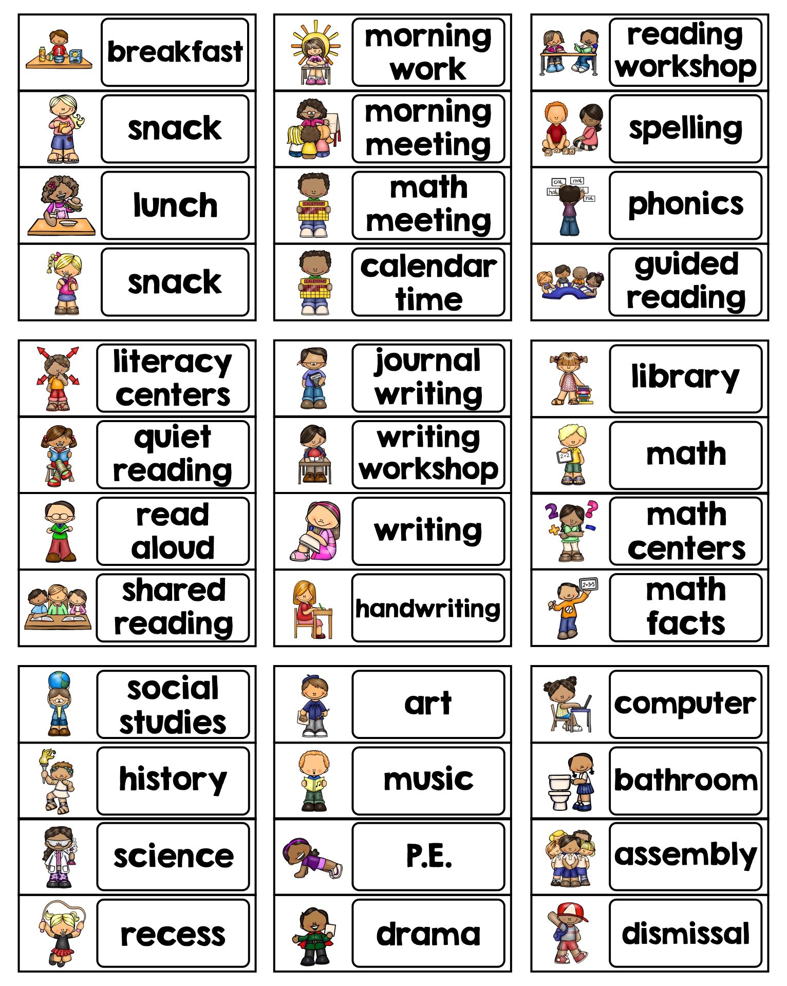 Daily Visual Schedule Free Printable