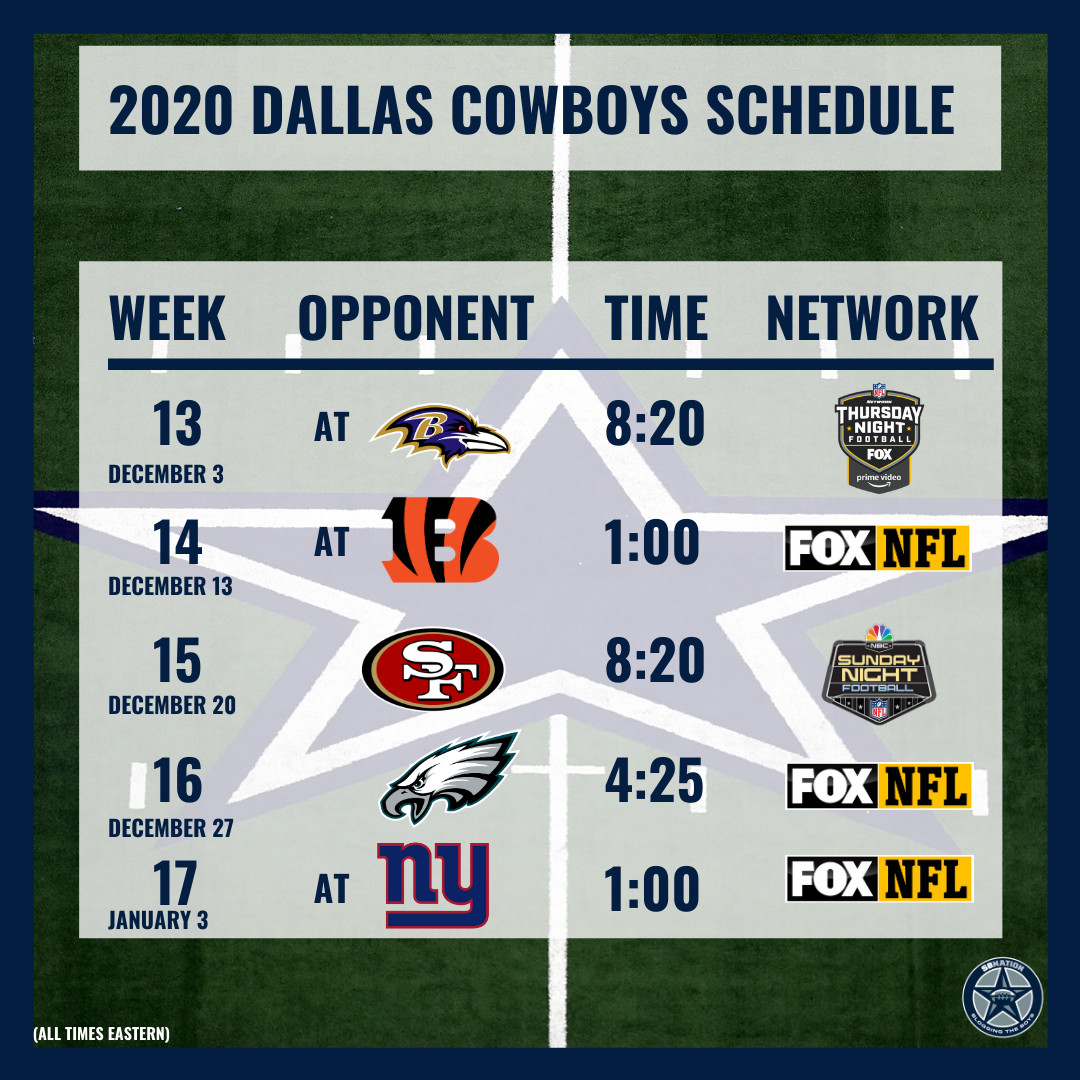 printable dallas cowboys schedule 2018