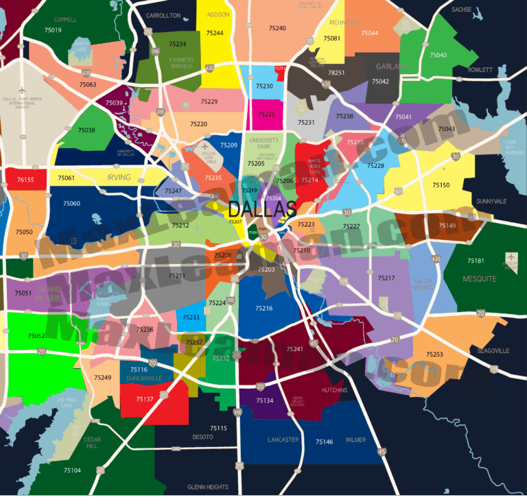 Dallas Zipcode Map Free Zip Code Map Dallas Zip Code Map