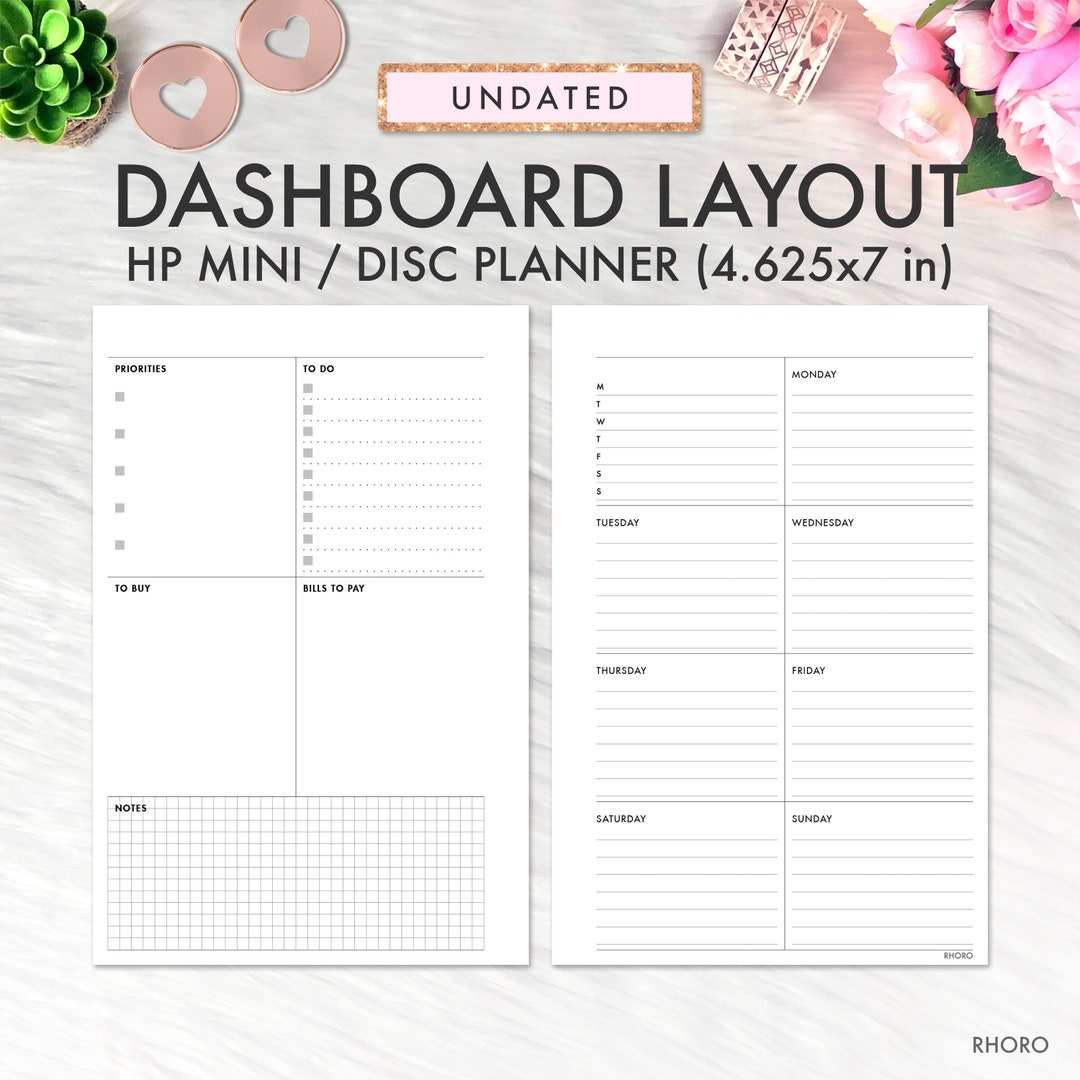 Dashboard Layout MINI HAPPY PLANNER Printable Insert Happy 