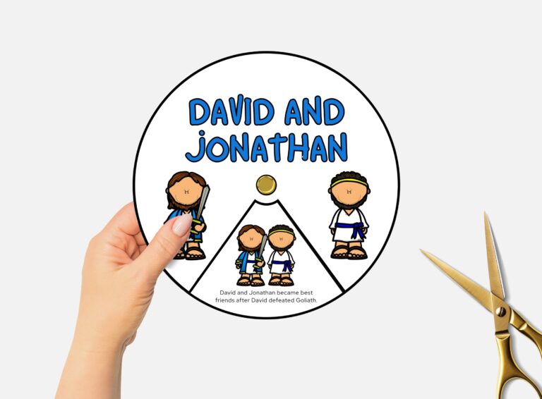 David And Jonathan Printable Bible Coloring Wheel Sunday School Craft kids Bible Study Bible Story Spinning Wheel Christian Homeschool Etsy