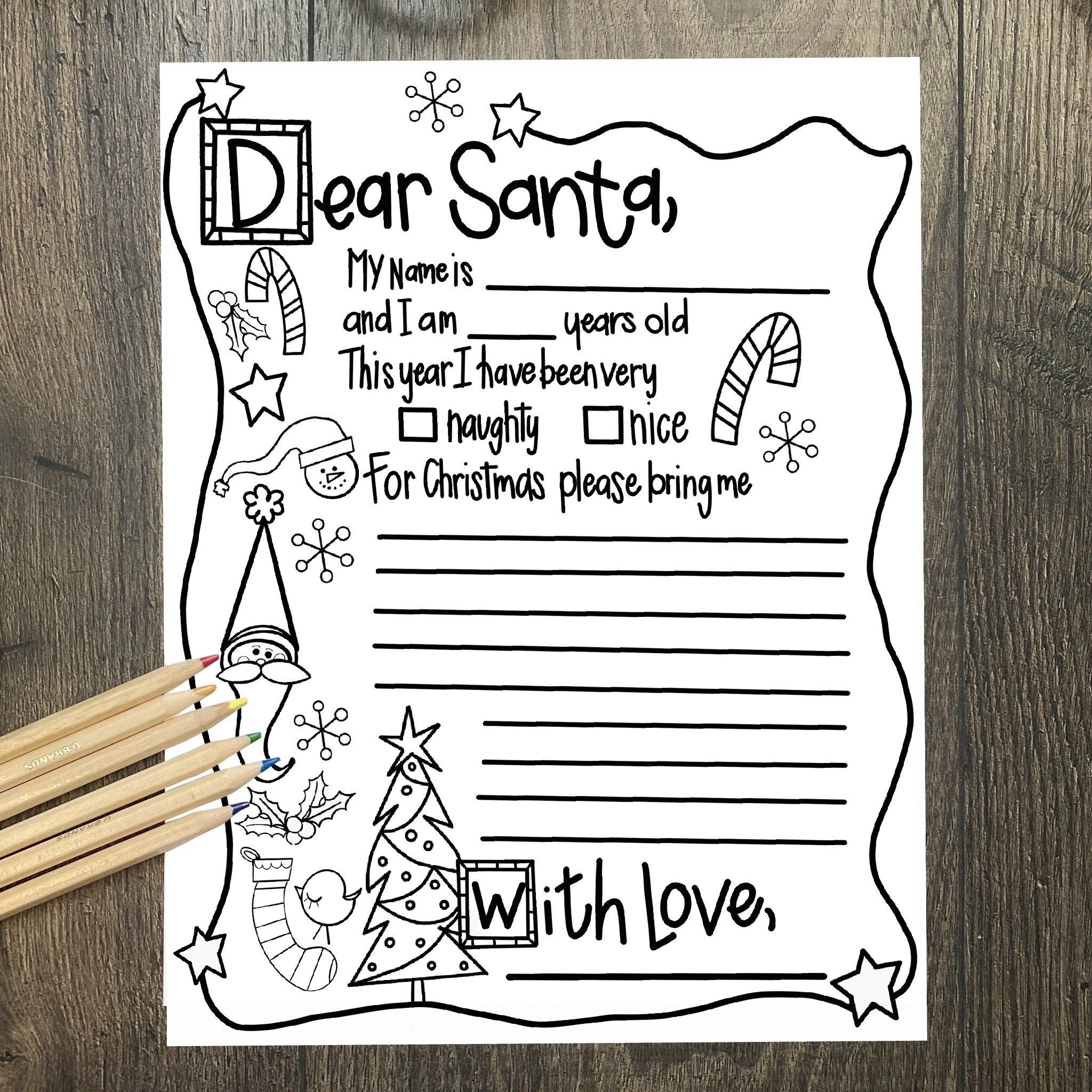 dear santa letter printable