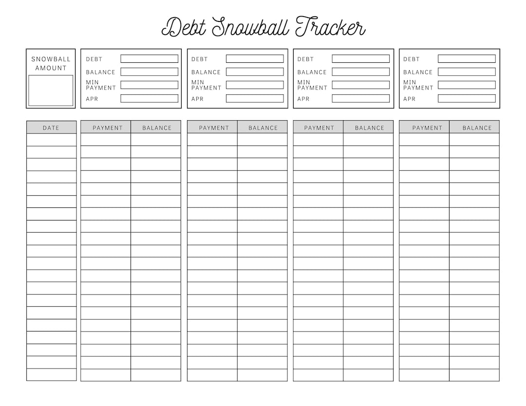 Debt Snowball Tracker Printable Debt Payment Worksheet Debt Payoff Progress Log Debt Free Goal Chart Instant Download Etsy UK
