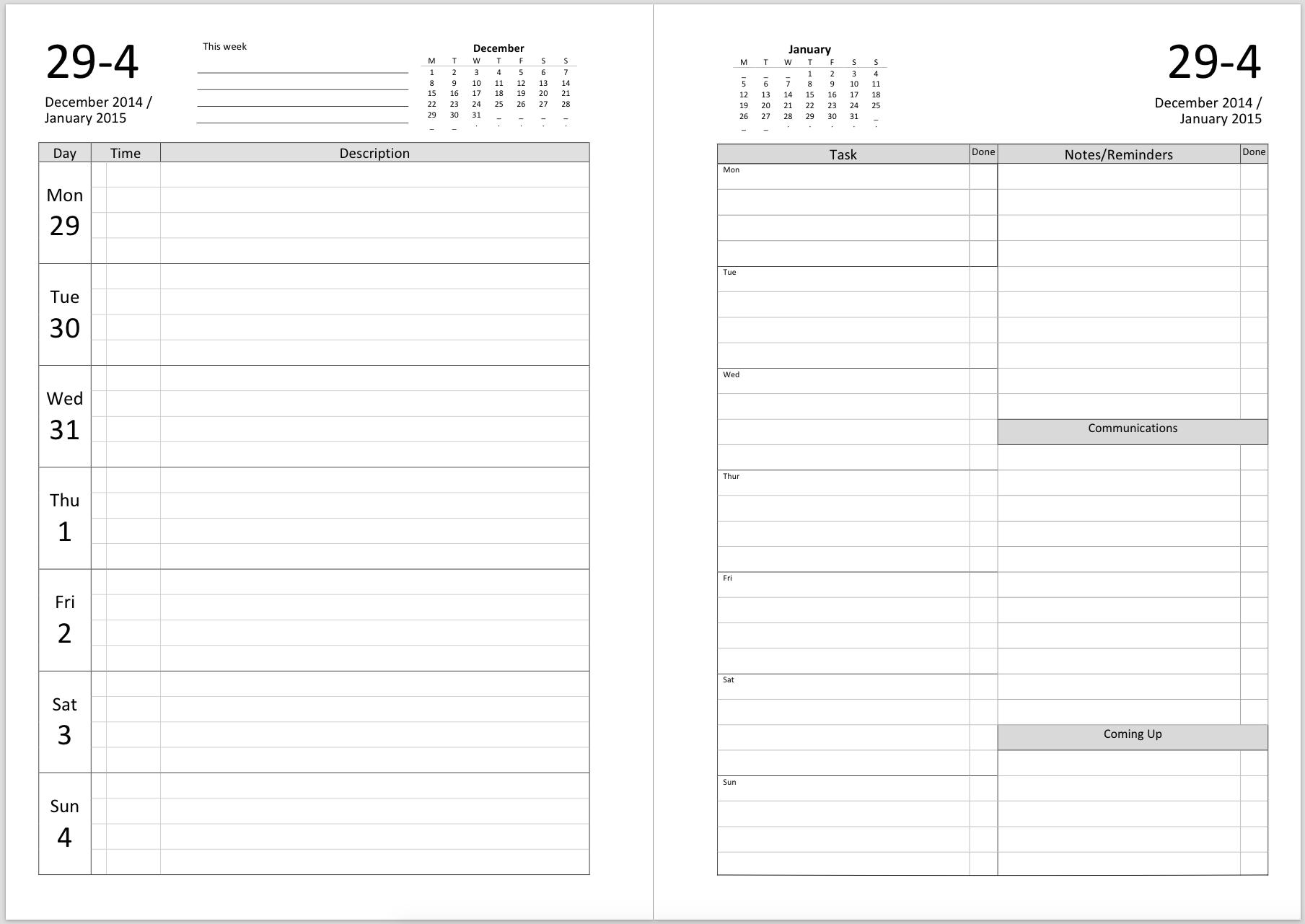 daily planner 2017 printable