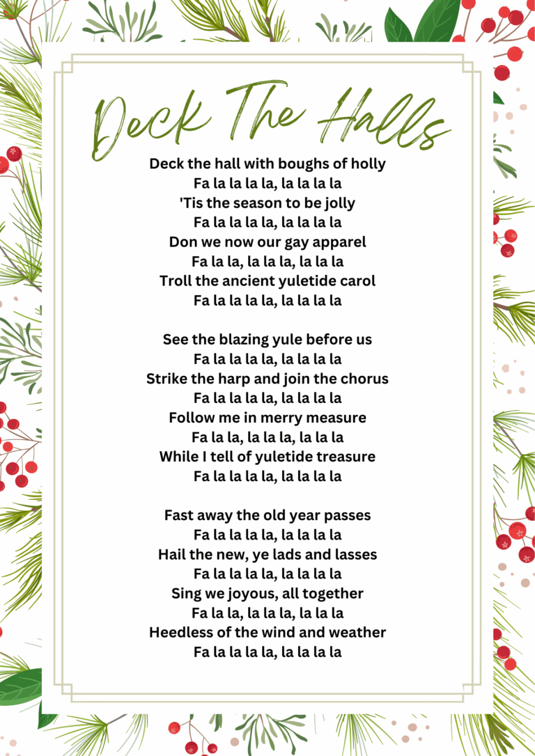 Deck The Halls Toplayalong Worksheets Library