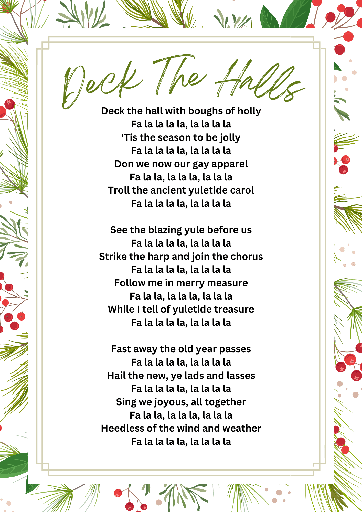 Deck The Halls Toplayalong Worksheets Library