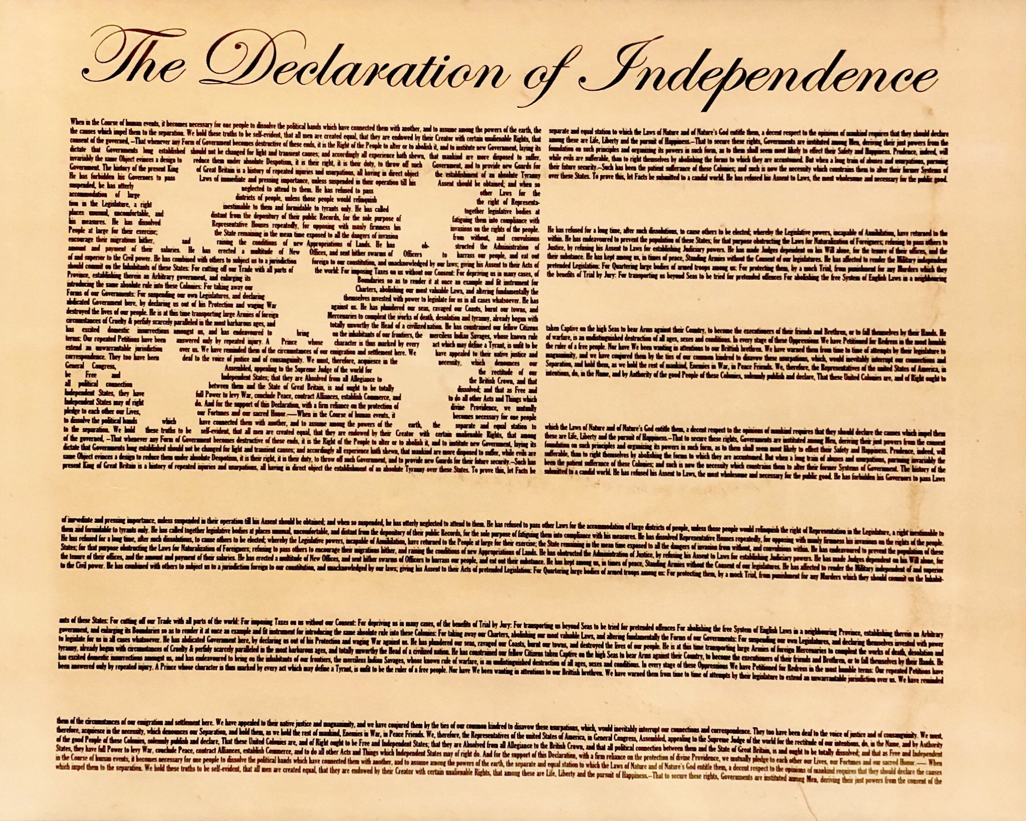 Declaration Of Independence Full Text Poster Etsy