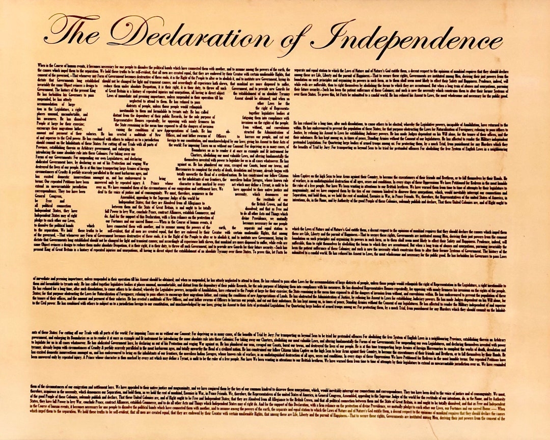 Declaration Of Independence Full Text Poster Etsy