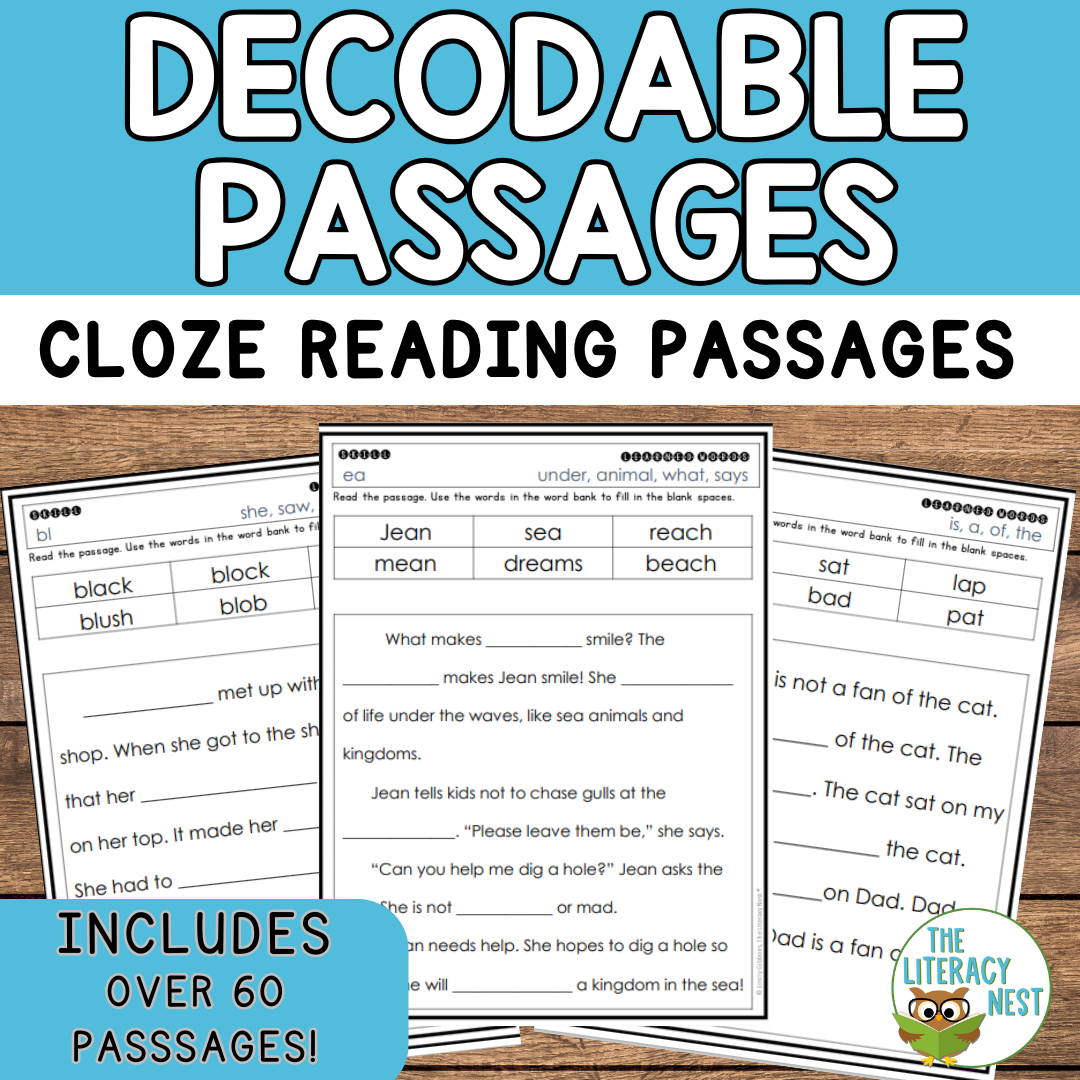 Decodable Cloze Reading Passages For Reading Comprehension