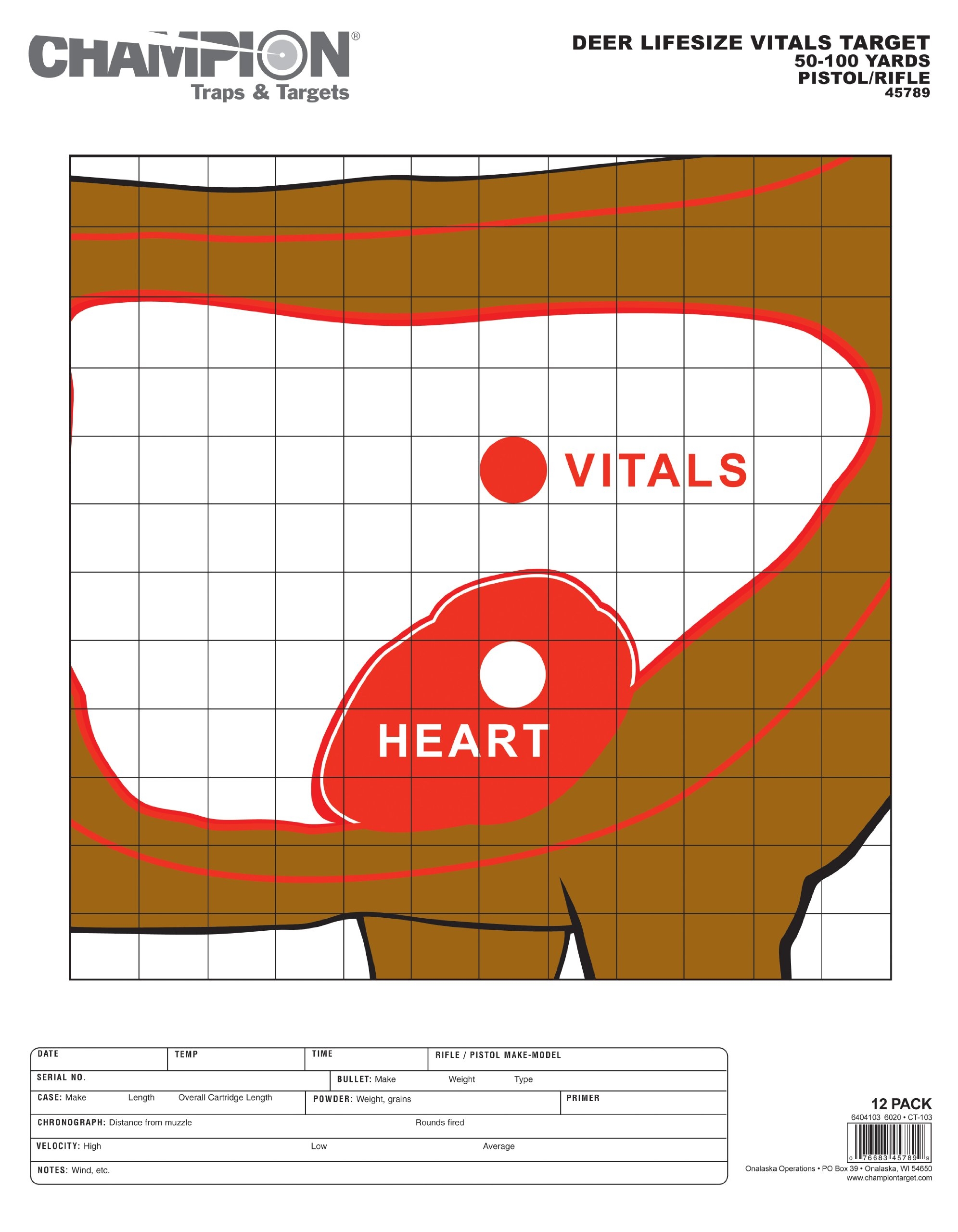 Deer Vitals Paper Target 14x18 12ct Amazon co uk Sports U0026 Outdoors