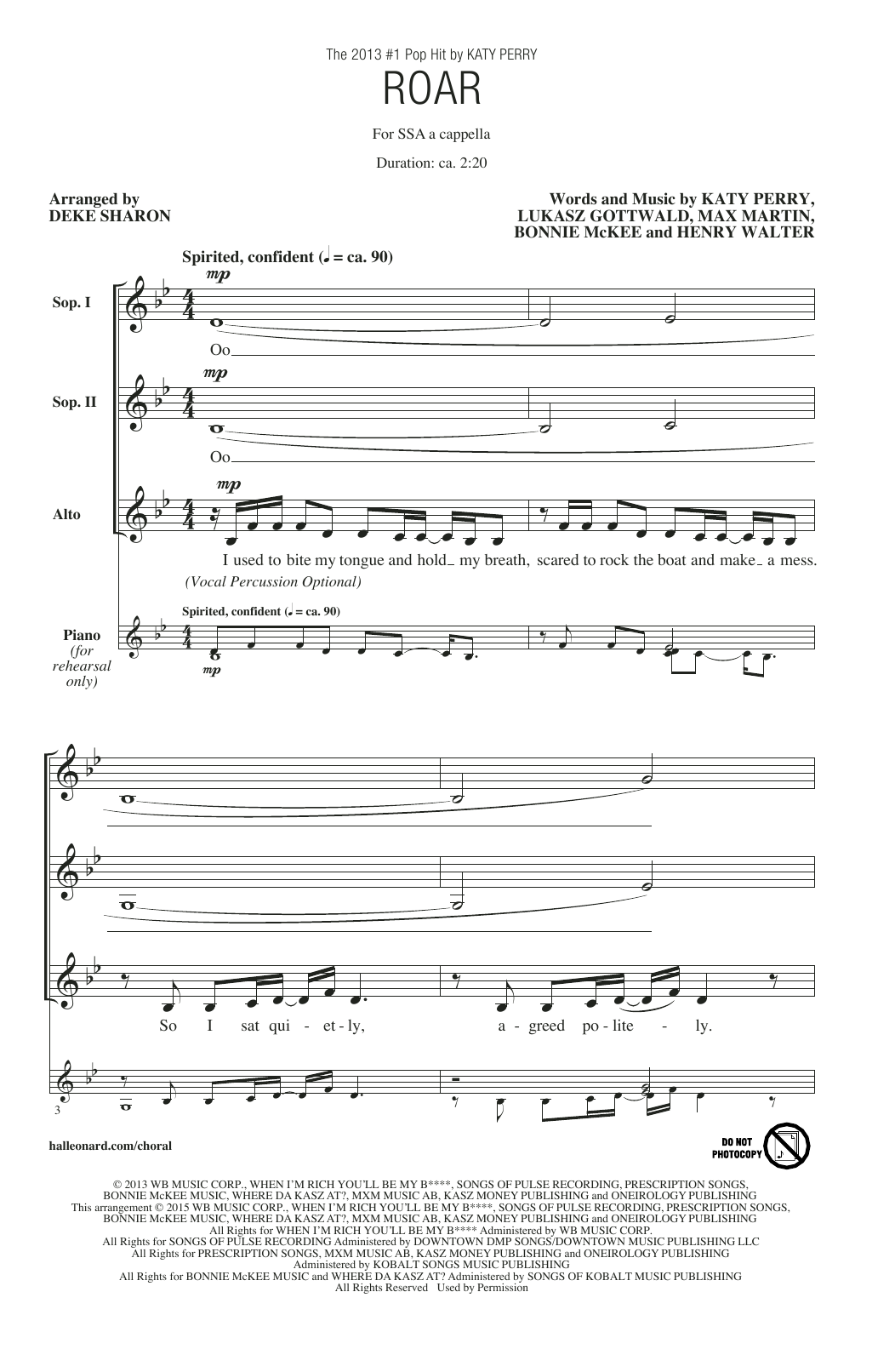 roar sheet music piano free printable