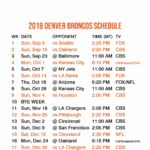 Denver Broncos 2018 Schedule Eza 